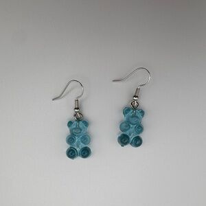 Aqua Bear Dangle Earrings